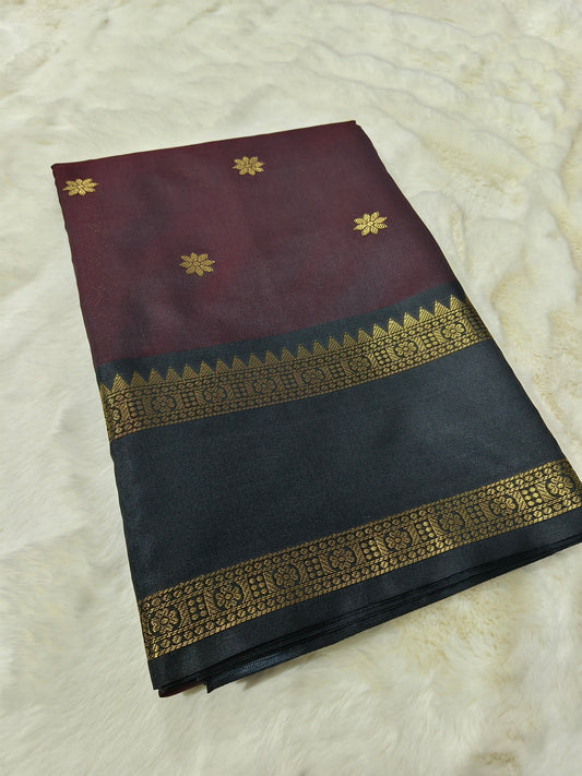 Wine Maroon Luxesoft Silk Saree with Woven Zari Border