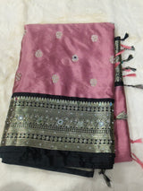 Banarasi Mauve-Pink saree with motifs work