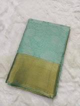 Sea Green Soft Silk Kanjivaram Style Saree with Rich Gold Zari Border