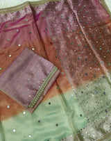 HMS Exclusive Multi-Shaded 3D Tissue Mirror Work Banarasi Saree