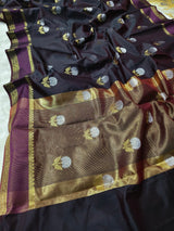 Royal Espresso Luxesoft Silk Saree with Rich Woven Zari Border