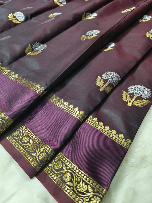 Royal Espresso Luxesoft Silk Saree with Rich Woven Zari Border