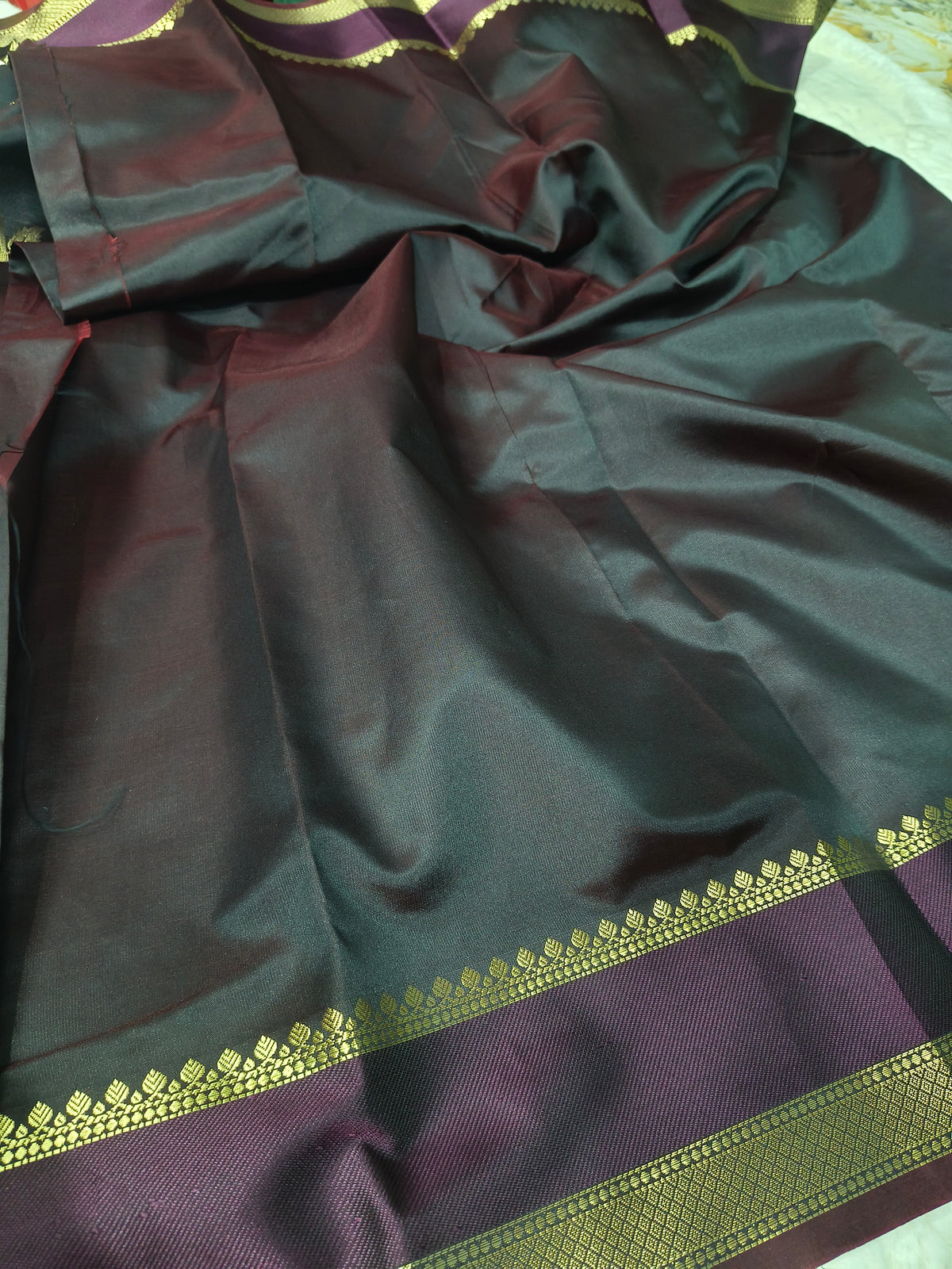 Royal Espresso Luxesoft Silk Saree with Rich Woven Zari Border