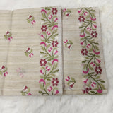 vory Garden Jute Kota Silk Saree with Handcrafted Multicolour Floral Embroidery