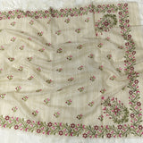 vory Garden Jute Kota Silk Saree with Handcrafted Multicolour Floral Embroidery