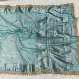 Aqua Blue Ghungroo Handmade Tissue Silk Saree