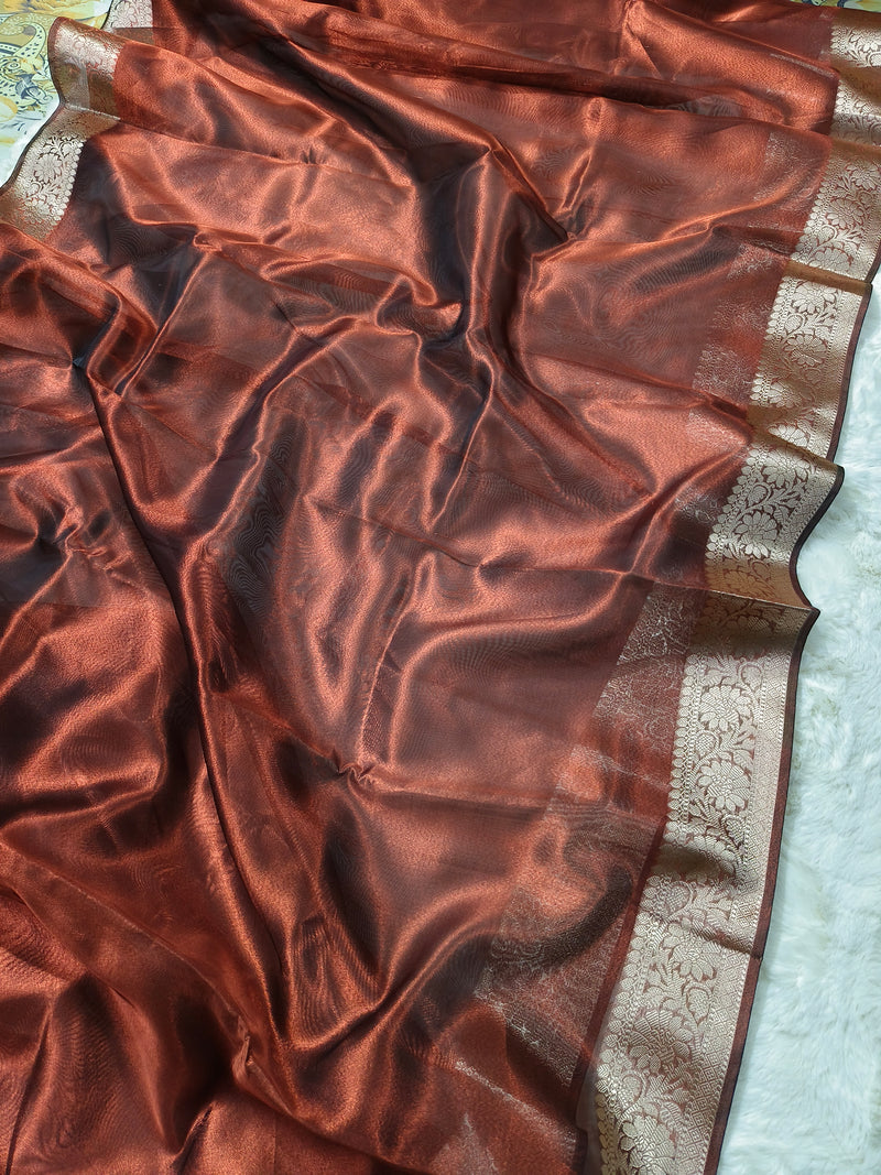 Dual-Shaded Tissue Saree