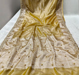 Haldi Gold Ghungroo Tissue Silk Saree