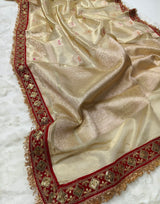 Ivory Tissue Saree with Premium Lace Border