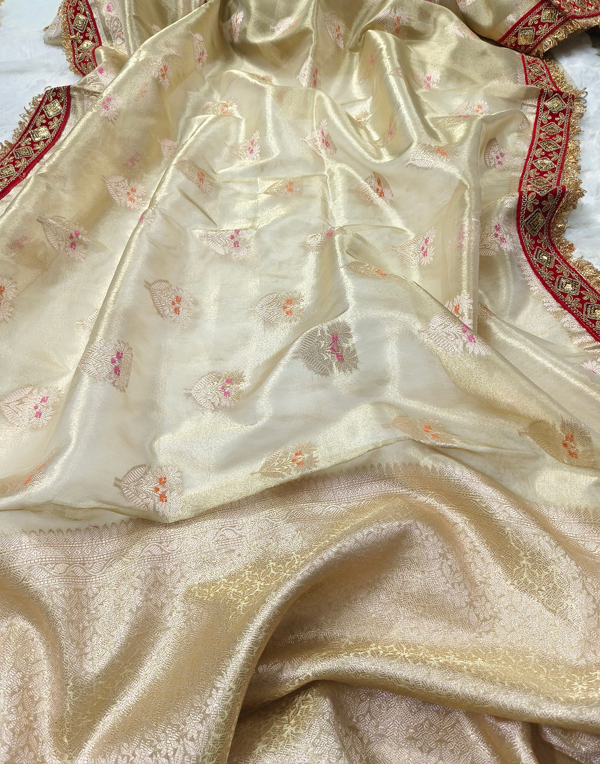 Ivory Tissue Saree with Premium Lace Border