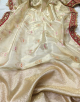 Ivory Tissue Saree with Premium Lace Border